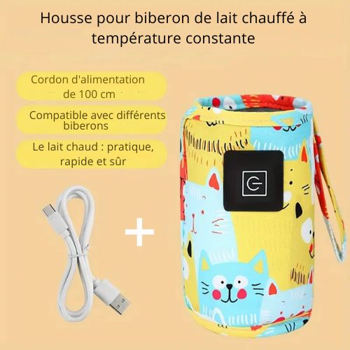 Chauffe biberon portable avec un câble USB blanc de 100 cm.