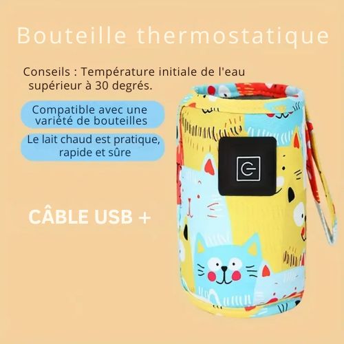 Chauffe biberon portable et c'est  écrit pour câble USB et bouteille thermostatique.